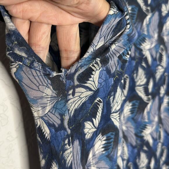 Juicy Couture Butterfly Blue Silk Viscose Mini Dress Butterflies Drop Waist - Picture 6 of 6